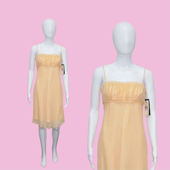 Y2K NWT A.B.S. ALLEN SCHWARTZ Chiffon Shelf Bust. Empire Waist Dress. XS. AS IS - Picture 1 of 10